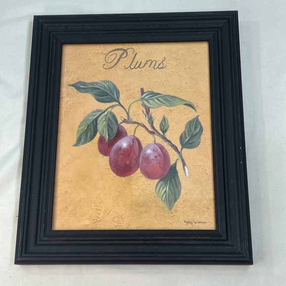 Other - Vintage Nancy Wiseman Plums Fruit Wall Art Picture Framed 10x12